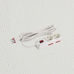 Prolongación 10A c/cable 5mt 2 toma schuko y 4 tomas 3 en L — Alargues