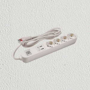 Prolongación 10A c/cable 3mt, 4 tomas schuko + 2 USB — Alargues